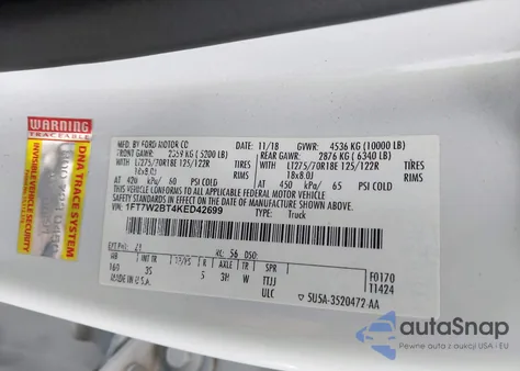 2019 Ford F-250 Xlt from USA, damaged, VIN 1FT7W2BT4KED42699